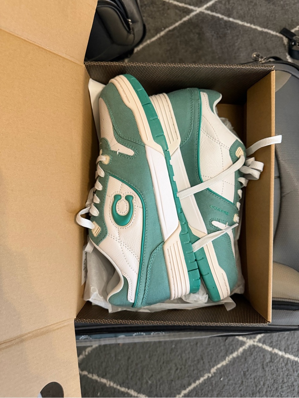 Coach Men's Soho Mint Green Leather & Suede Low Sneaker Tennis Shoes Sz 9 NWT